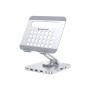 Conceptronic DONN26G Tablet Stand with 8-in-1 USB 3.2 Gen 1 Docking Station, 360° Rotating Base, Foldable, Adjustable Height, 16